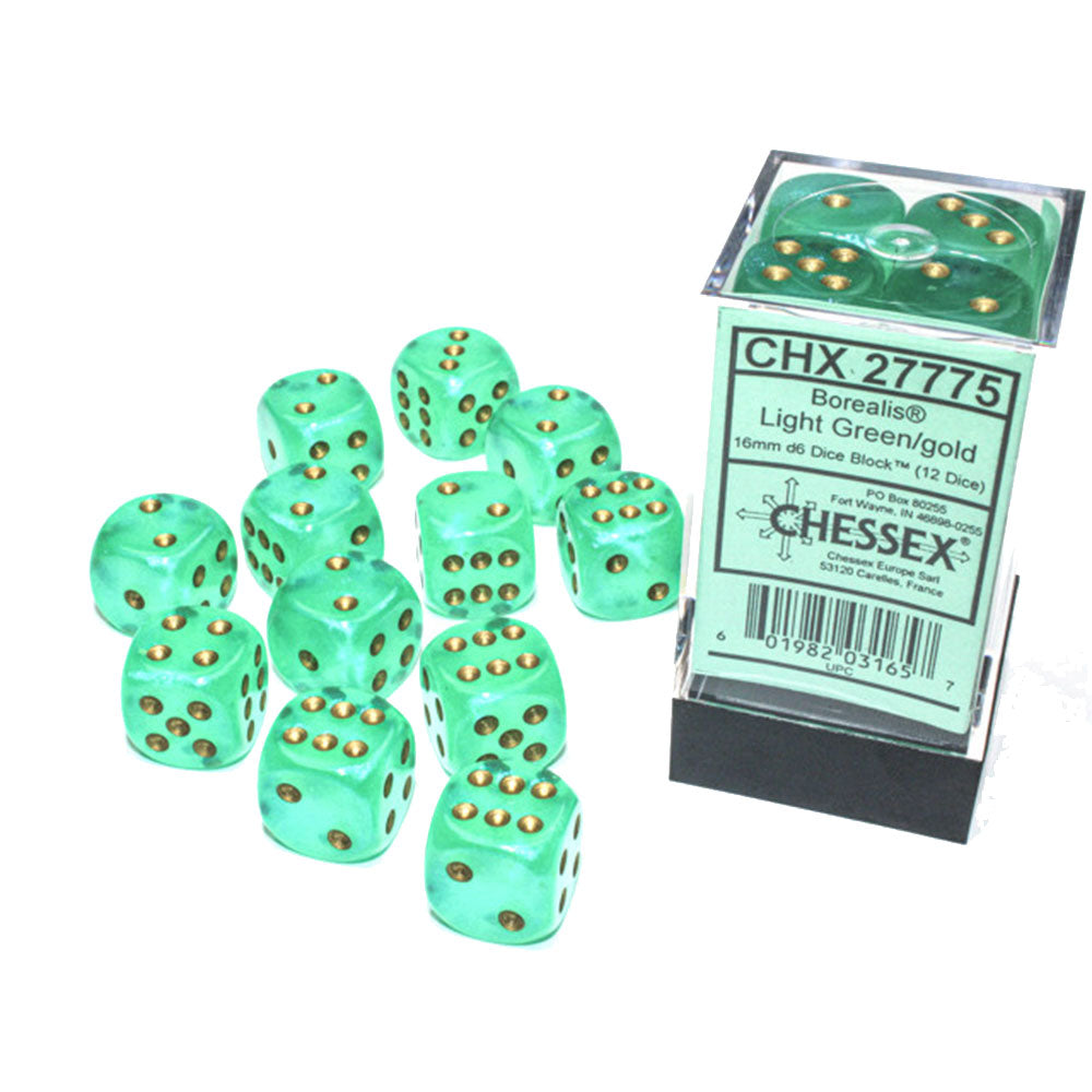 Borealis Chessex 16mm D6 Luminary Dice Block