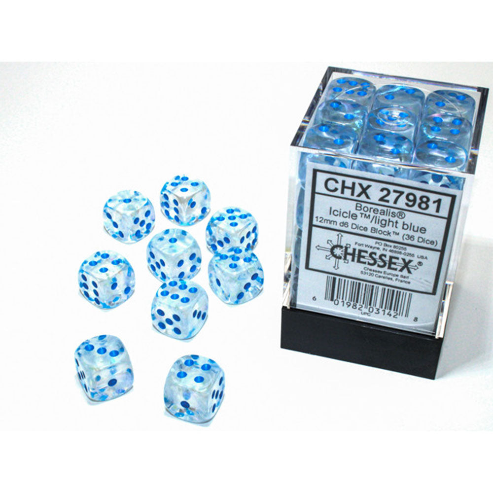 Borealis Chessex 12 mm D6 Bloque de dados luminario