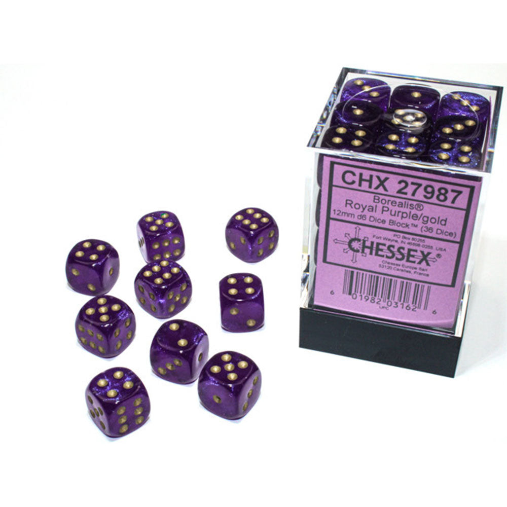 Borealis Chessex 12 mm D6 Bloque de dados luminario