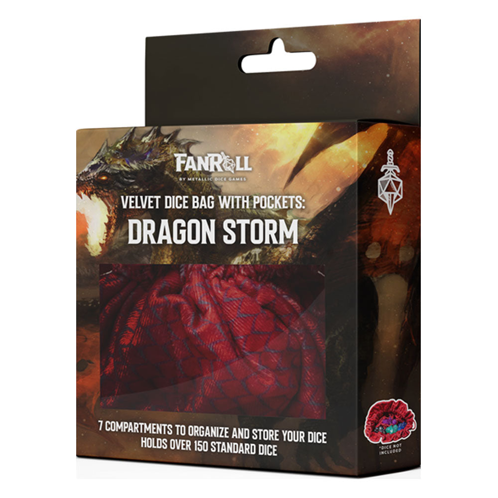 Sacca da dadi del vantatore di velluto con tasche Dragon Storm