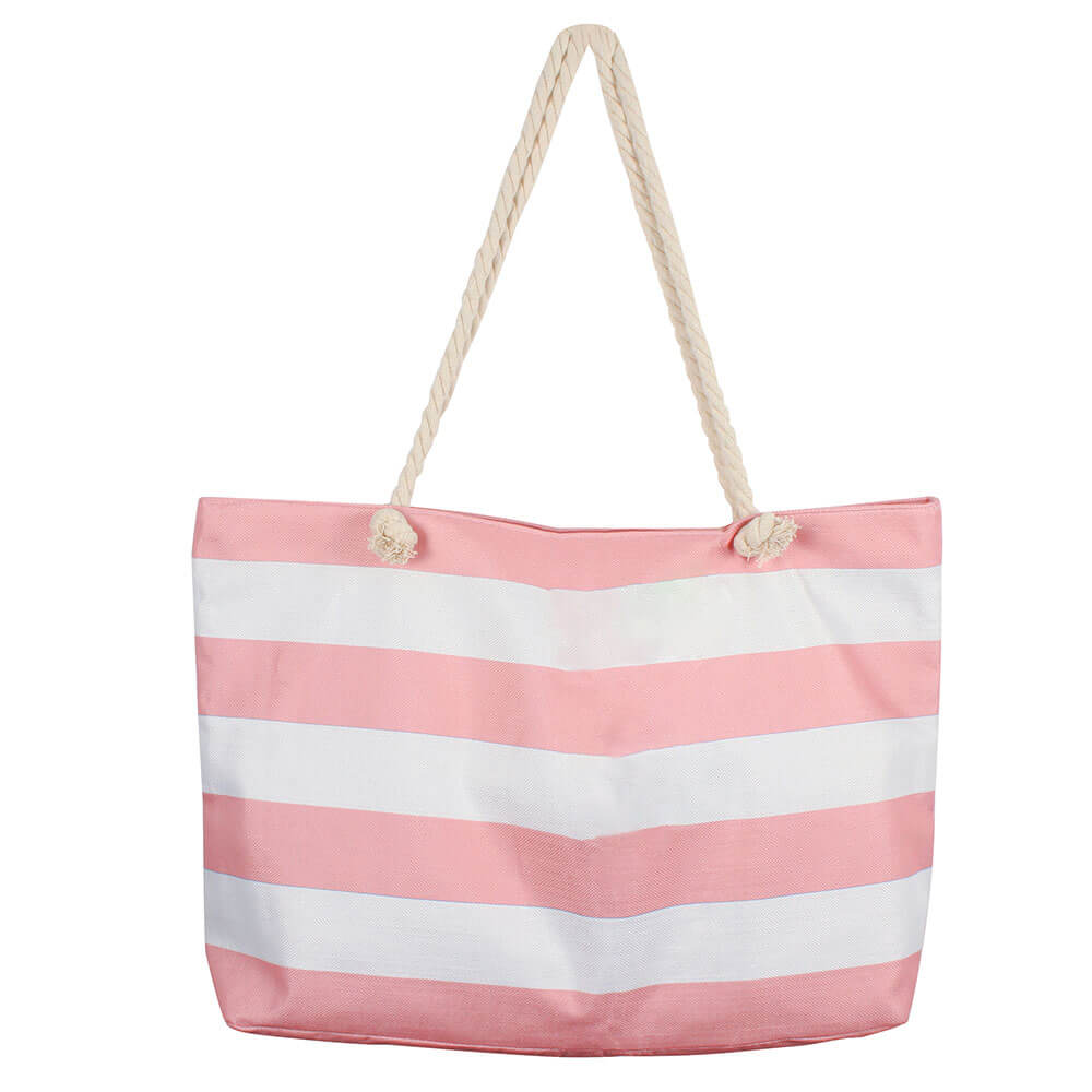 Retro Stripe Beach Bag m/ indre glidelås (70x42x15cm)