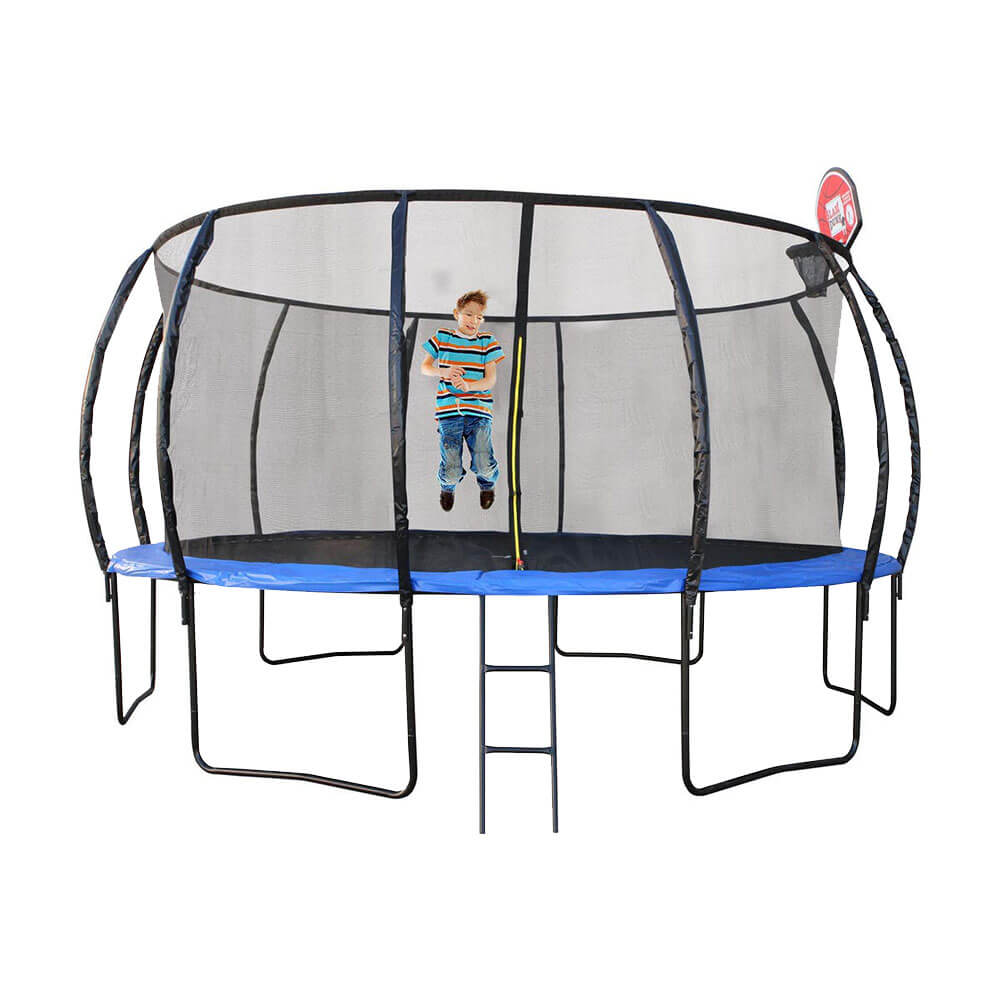 Trampoline w/ Ladder Shoe Bag & Basketball Hoop