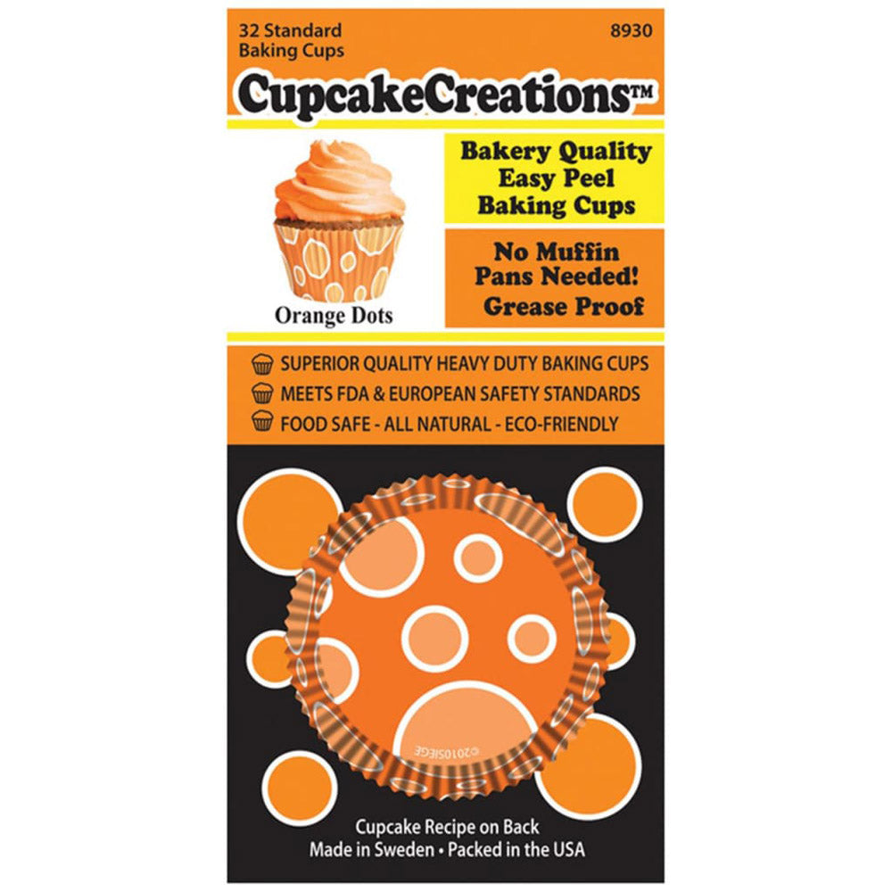 Standard Orange Dots Cupcake Cups 32pk