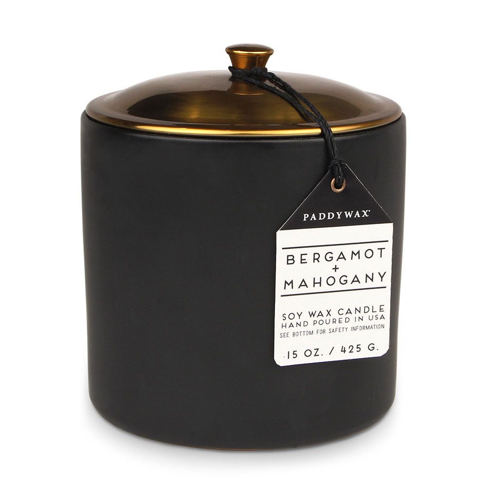 Bougie Hygge Bergamot Mahogony en céramique (noir)