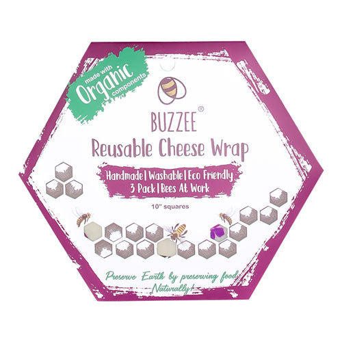 Buzzee Bees At Work Organic Beeswax Cheese Wraps (Pack of 3)