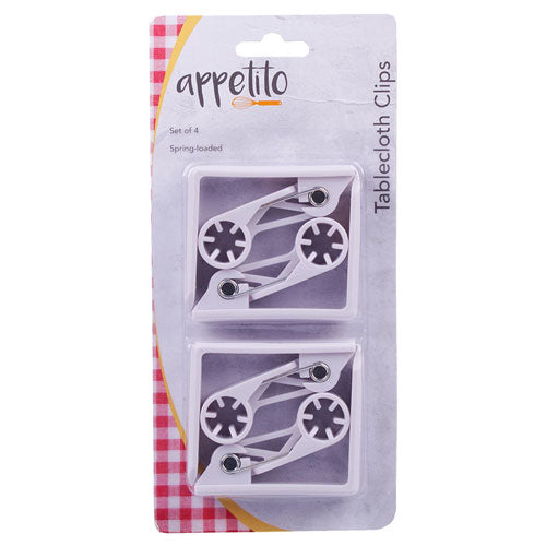 Appetito Spring Action Plastic Tablecloth Clips 4pcs (White)