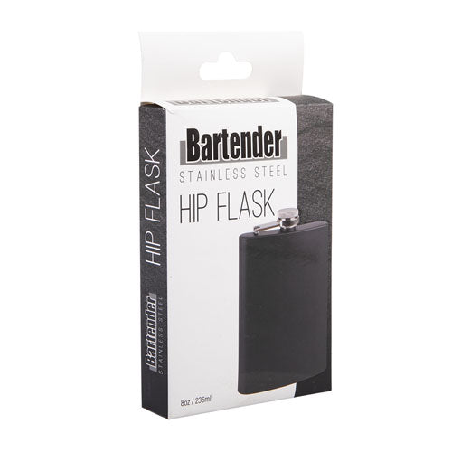 Bartender Stainless Steel Hip Flask 236mL (Matte Black)