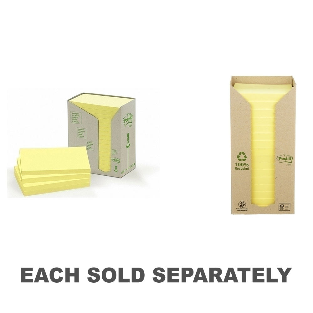 Post-It Recycled Notes Canary Yellow 16pk