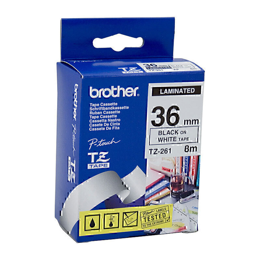 Brother Laminated Black on White Labelling Tape