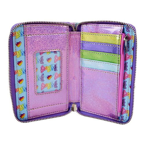 Lisa Frank Holographic Glitter Color Block Zip omkring tegnebog