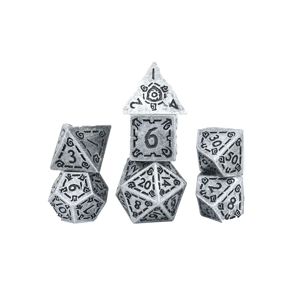 Sirius Dice Illusory Metal Silver Dice Set (Set of 7)