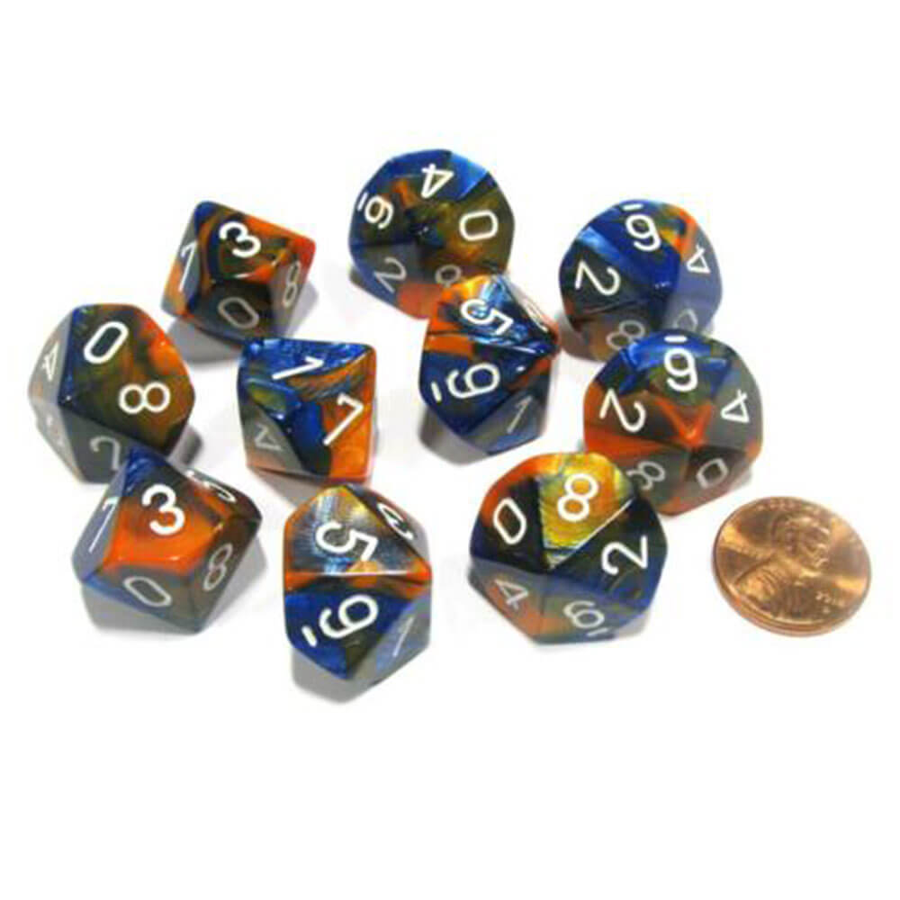  Chessex D10 Polyedrisches Gemini-Set mit 10 Würfeln