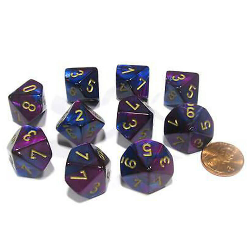  Chessex D10 Polyedrisches Gemini-Set mit 10 Würfeln