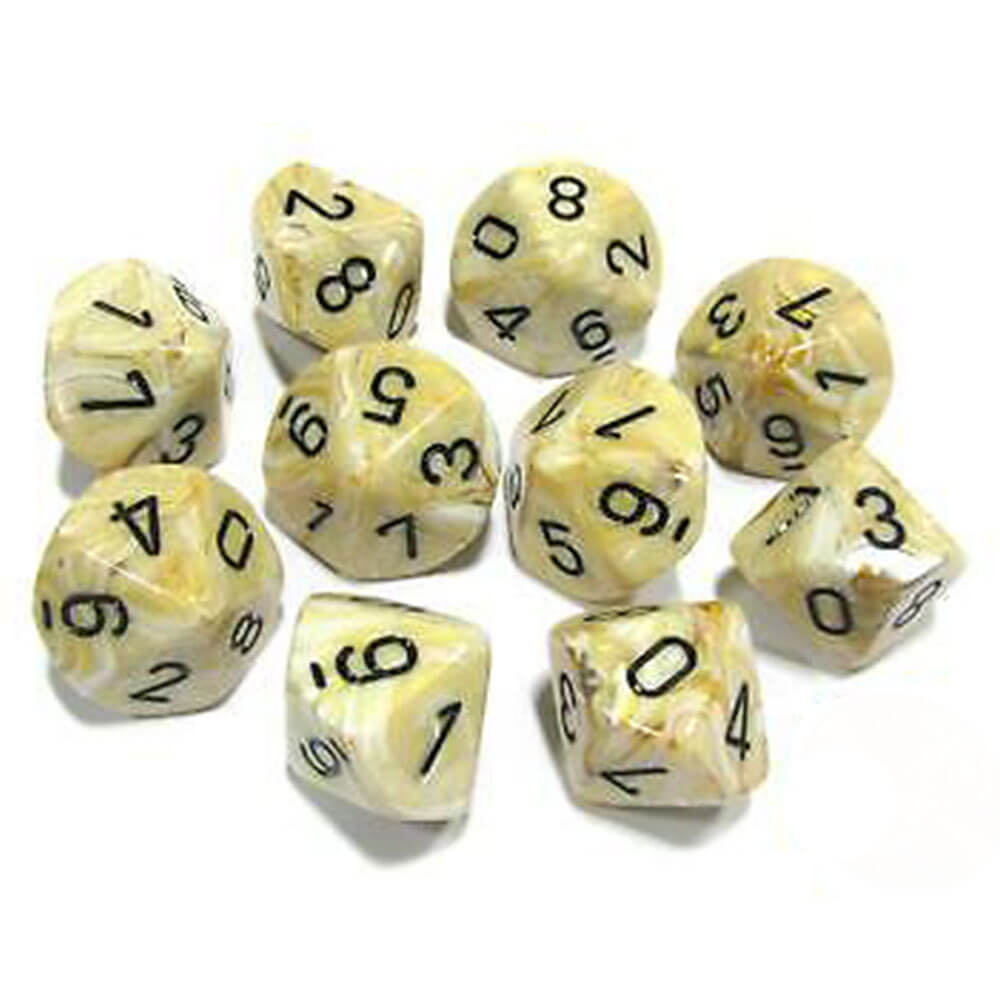 Chessex D10 Polyhedral 10-die marmorsett