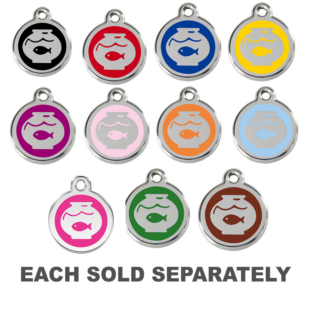 Stainless Steel Fish Bowl Enamel Cat Tags (Small)