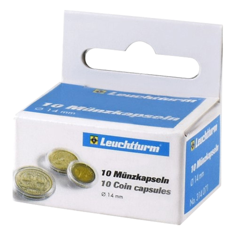 Cápsulas de monedas Leuchtturm 10pk (del tamaño 10-19)