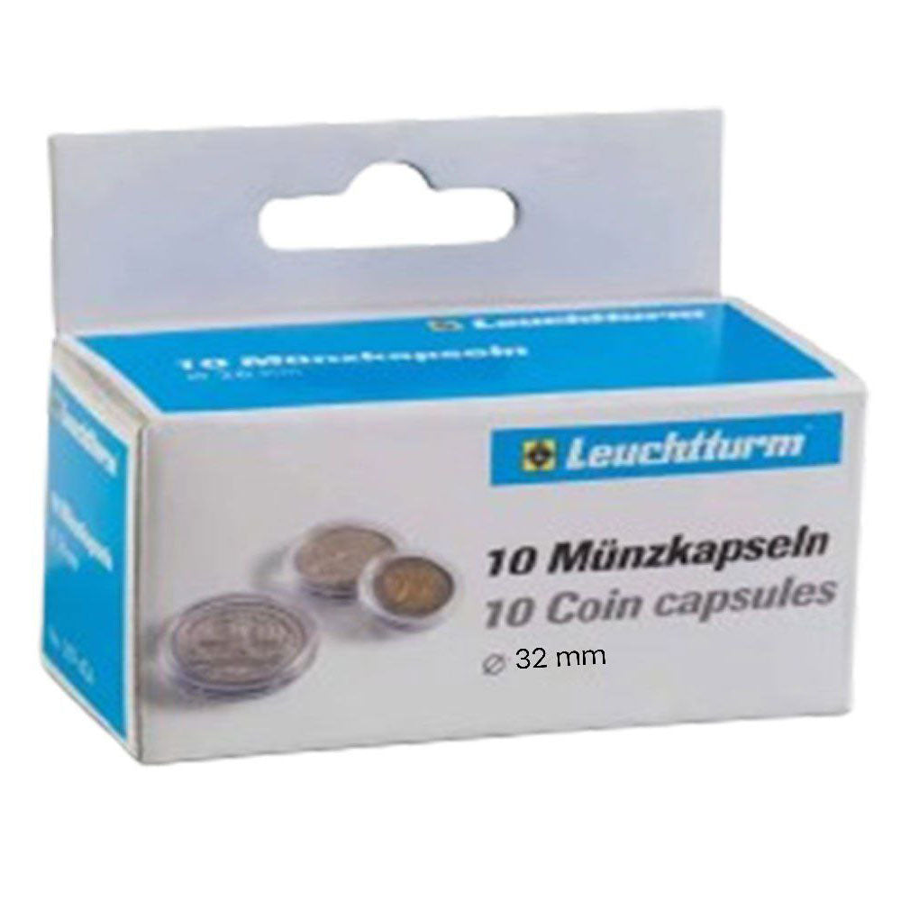 Cápsulas de moeda de Leuchtturm 10pk (do tamanho 30-39)