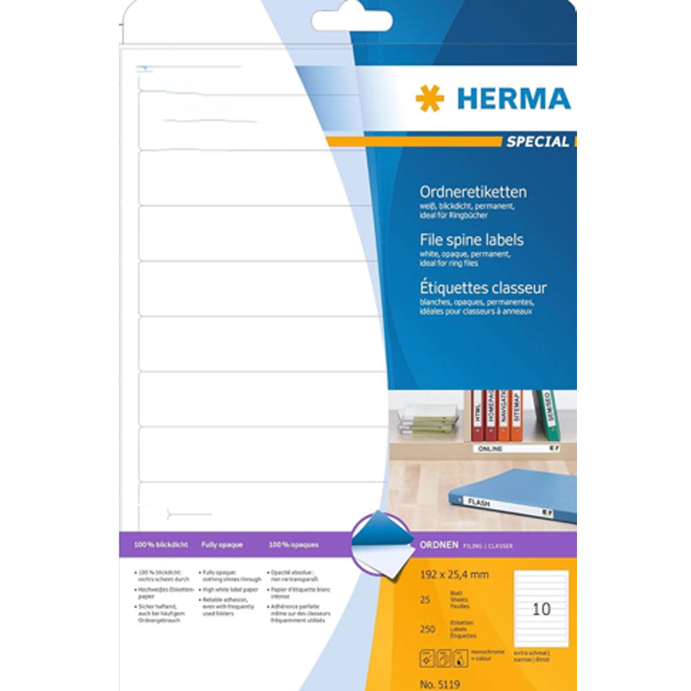 Herma File Spine Labels A4 25pc (vit)