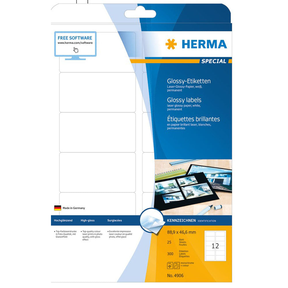 Herma Laser Glossy Labels A4 25pc（白）