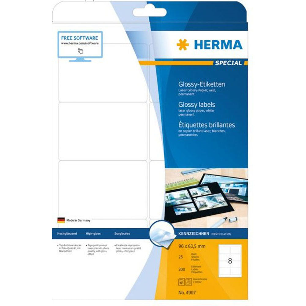 Herma Laser Glossy Labels A4 25pc（白）