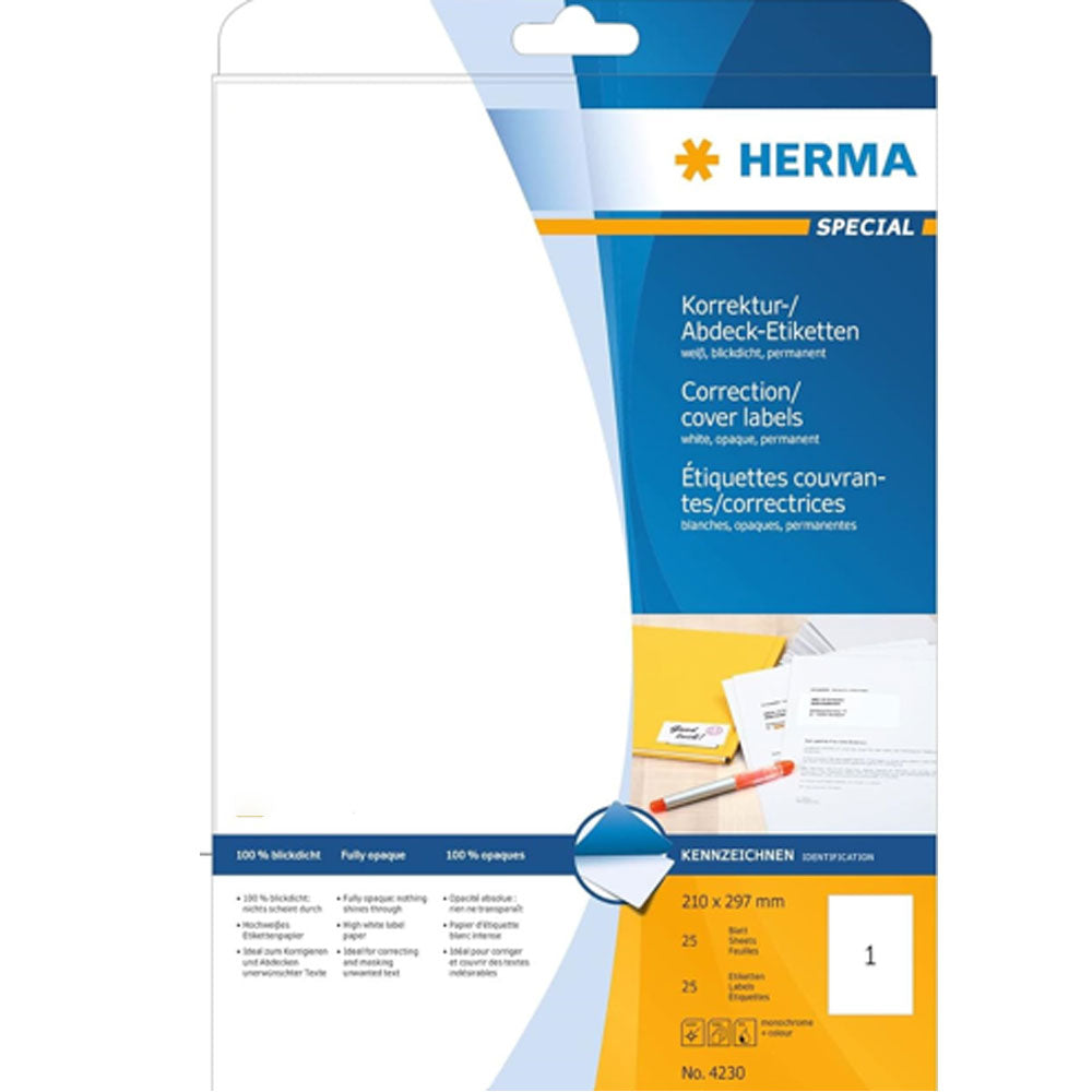 Herma Opaque Correction Labels A4 25pc White