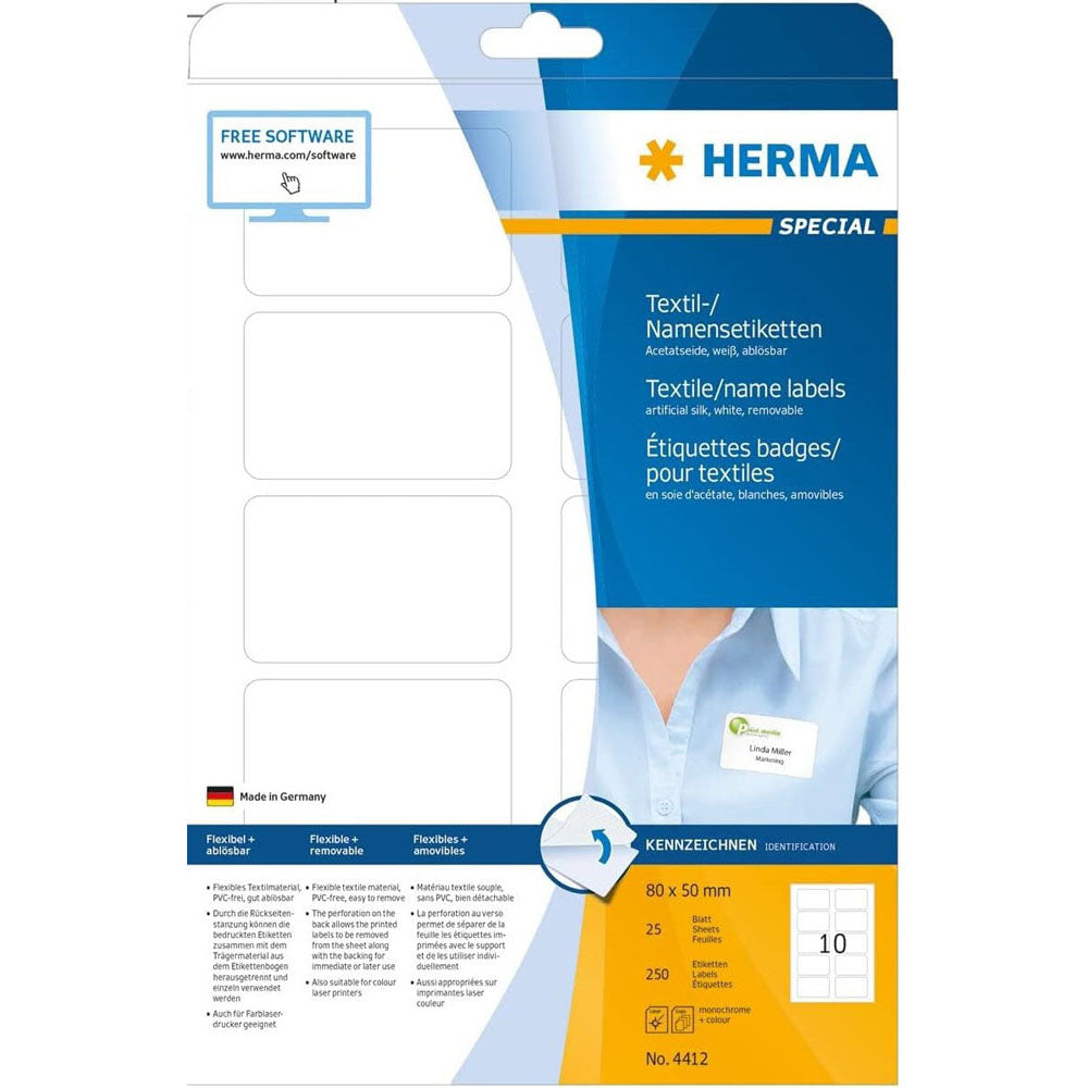 Herma Namn/Textiletiketter A4 White (80x50mm)