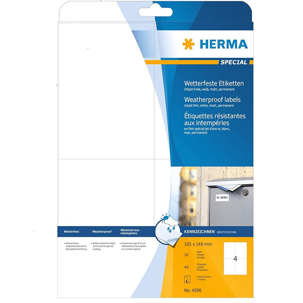 Herma vejrbestandig inkjet -etiketter A4 10pc