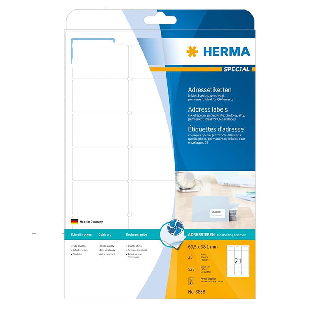 Herma Inkjet Adressetiketter A4 25 st (vit)