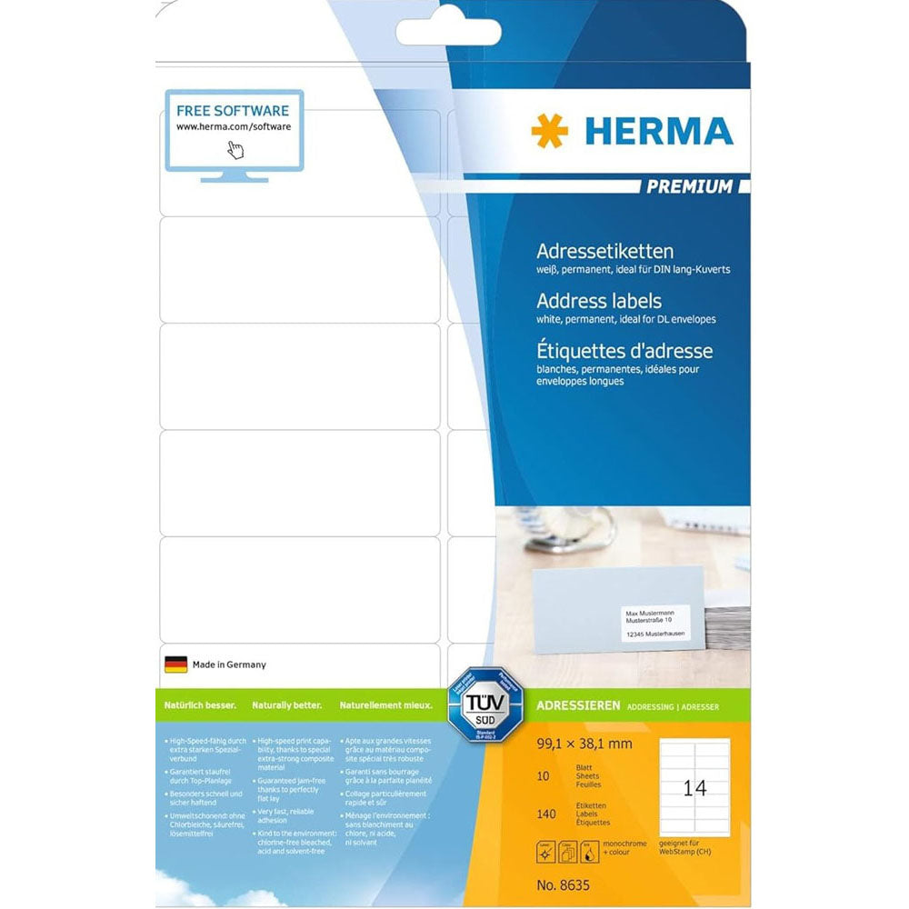 Herma Premium -adressetiketter A4 10 st