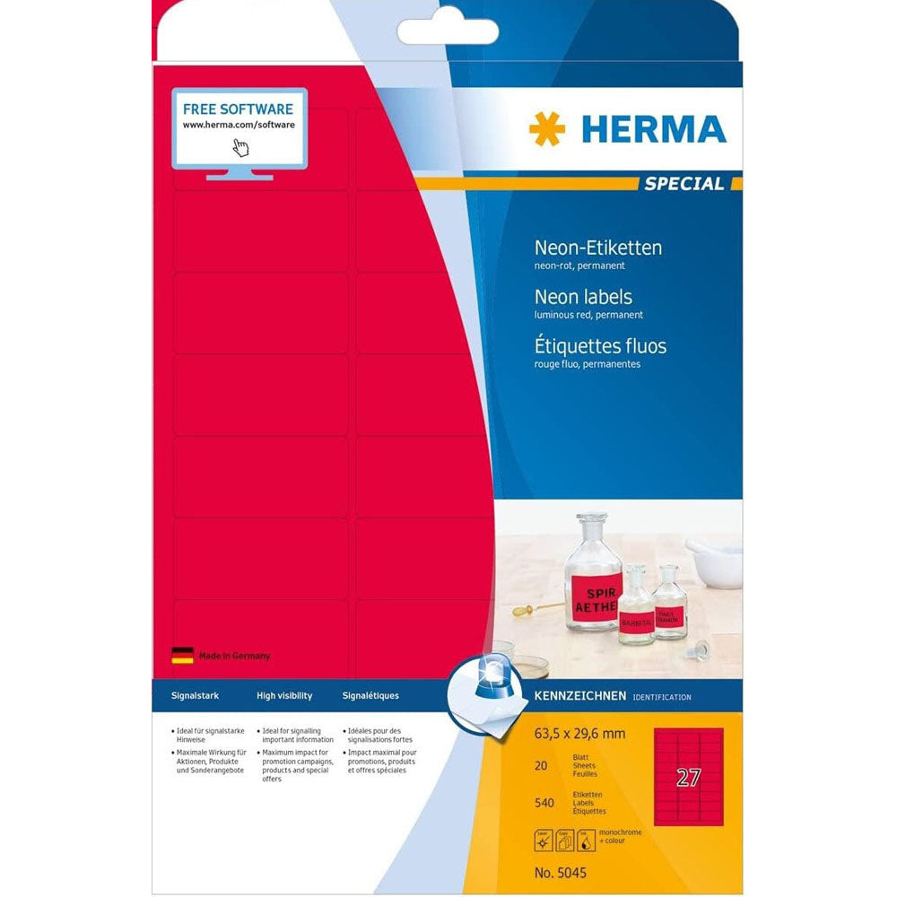 Herma lysende neonmærker A4 20pc (63,5x29,6 mm)