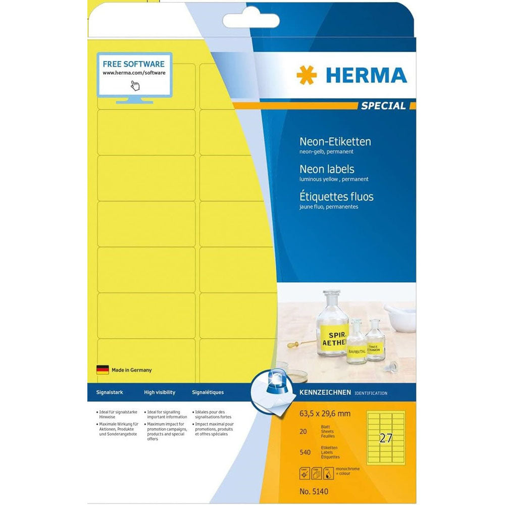 Herma lysende neonmærker A4 20pc (63,5x29,6 mm)