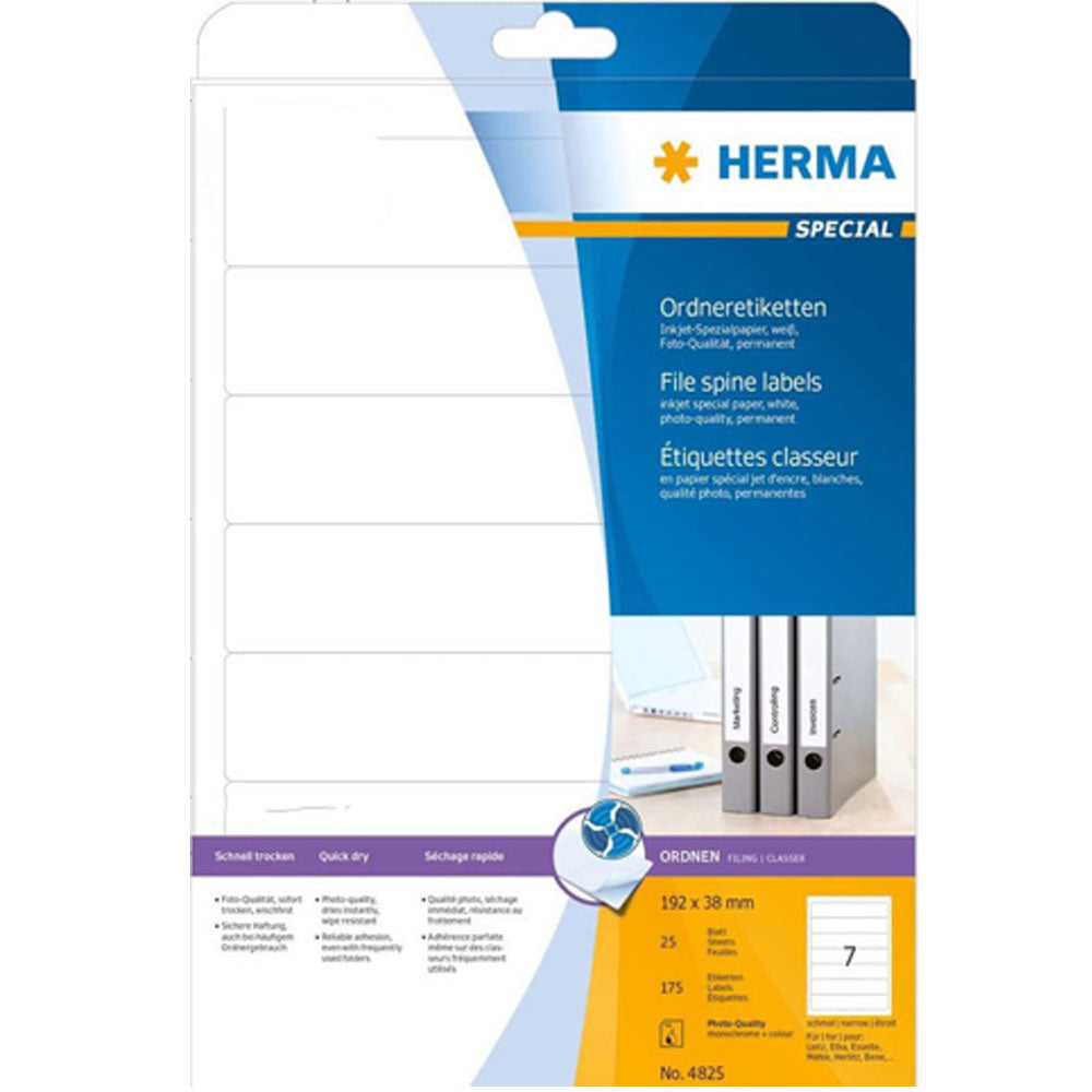 Herma File Spine Inkjet Labels A4 25pc (vit)