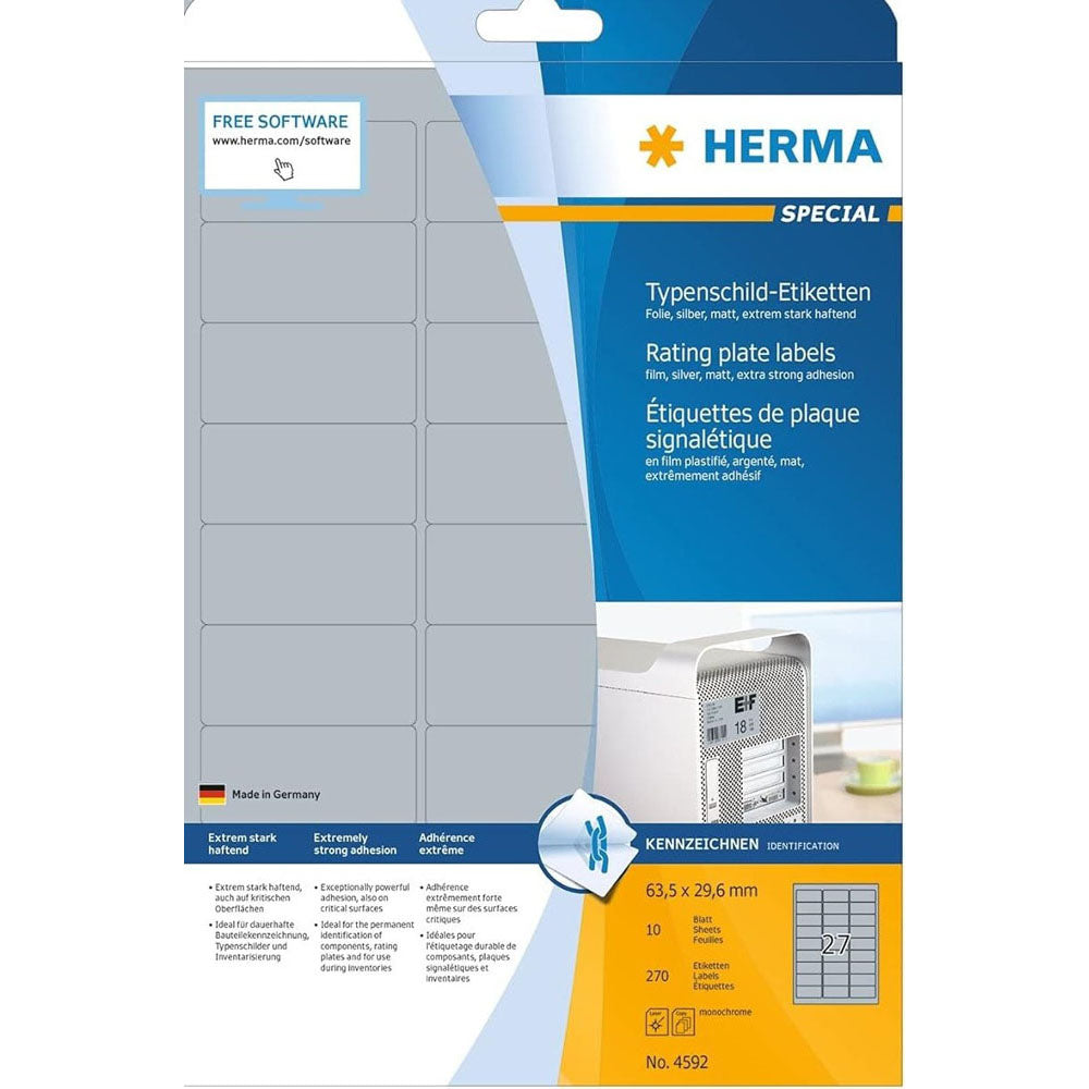 Herma -klassificeringsplade mærker A4 10pc (sølv)