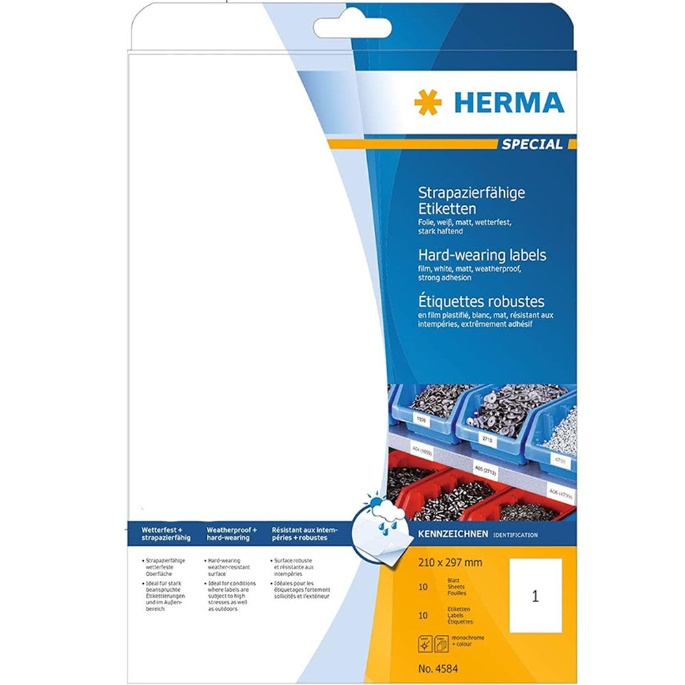 HERMA HART-iført etiketter A4 10pc (White)