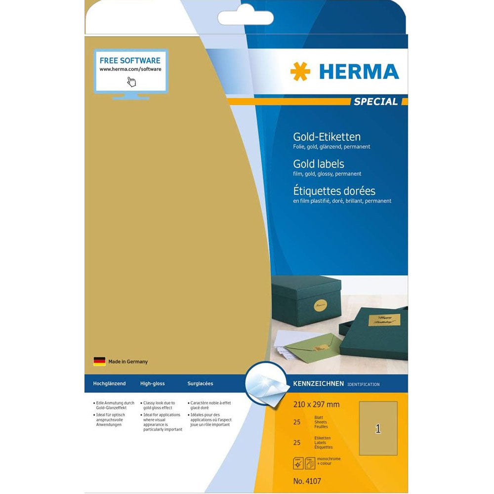 Herma blankt folieetiketter A4 25pc (guld)