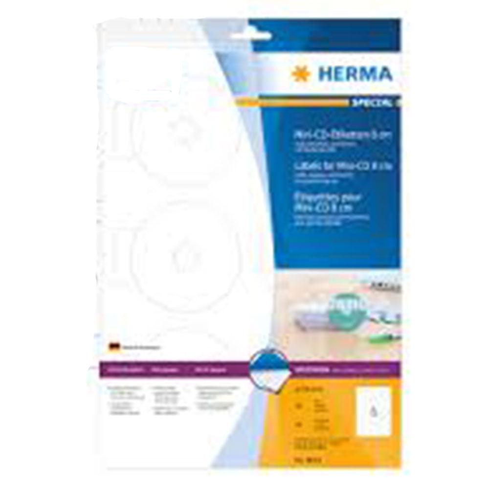 Herma uigennemsigtige cd -etiketter A4 White 10pc