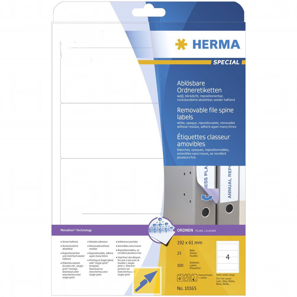 Herma Removable File Spine Labels A4 25pc