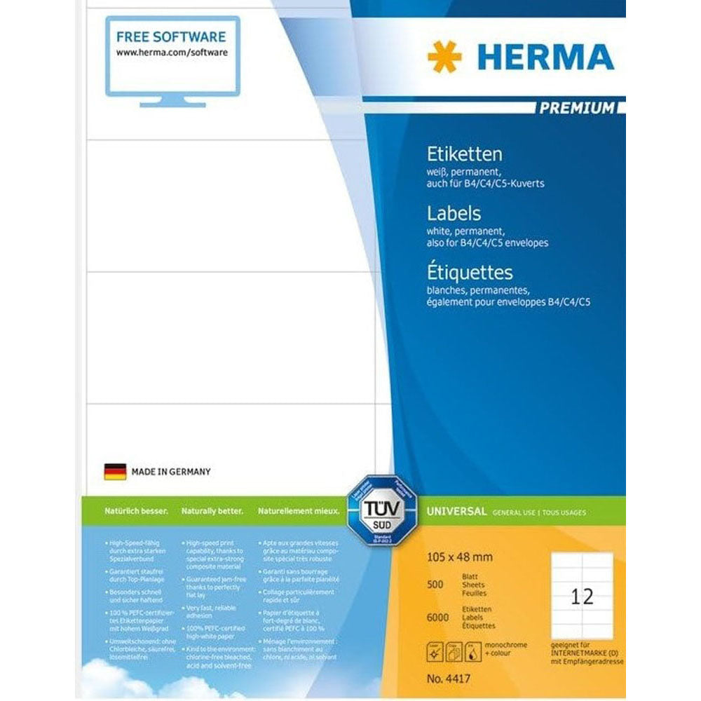 HERMA Premium -mærker A4 105mm 500 pct