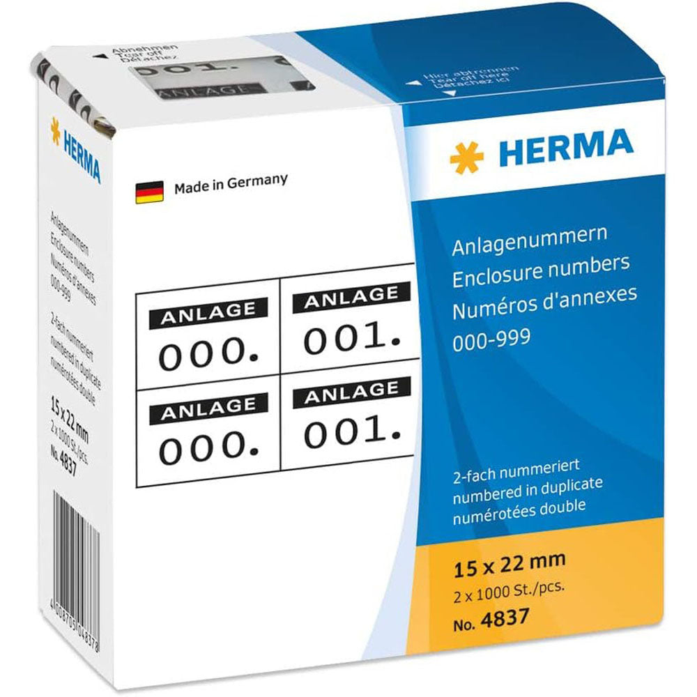 Herma -klæbende kabinetnummeretiketter (15x22mm)