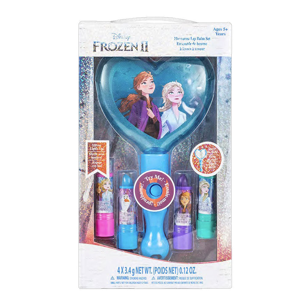 Frozen 2 Multi Flavored Lip Balms Set w/ Light Up Mirror