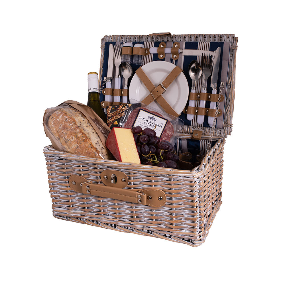 Avanti Hampton Stripe Pattern Lining Picnic Basket