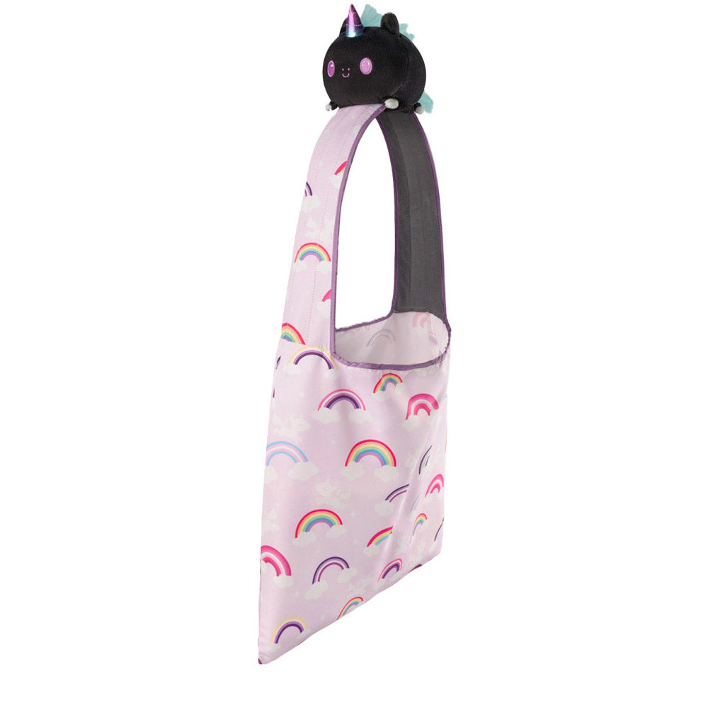 Pink Rainbows Tote Bag and Black Unicorn Plushie