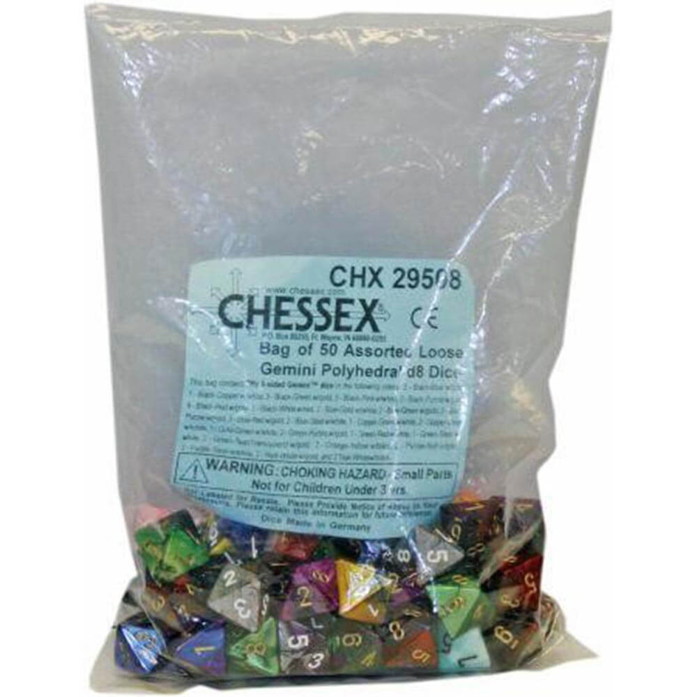 D8 Dice Assorted Loose Polyhedral (50 Dice)