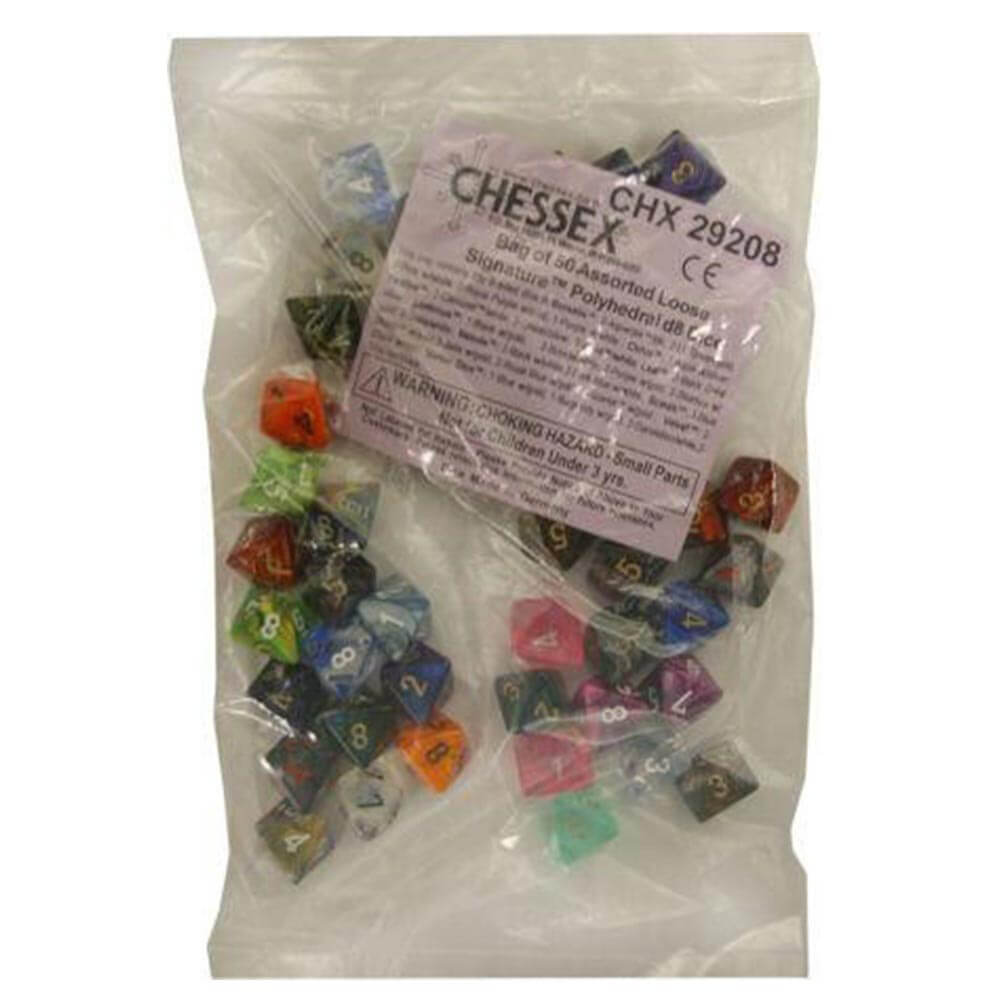 D8 Dice Assorted Loose Polyhedral (50 Dice)