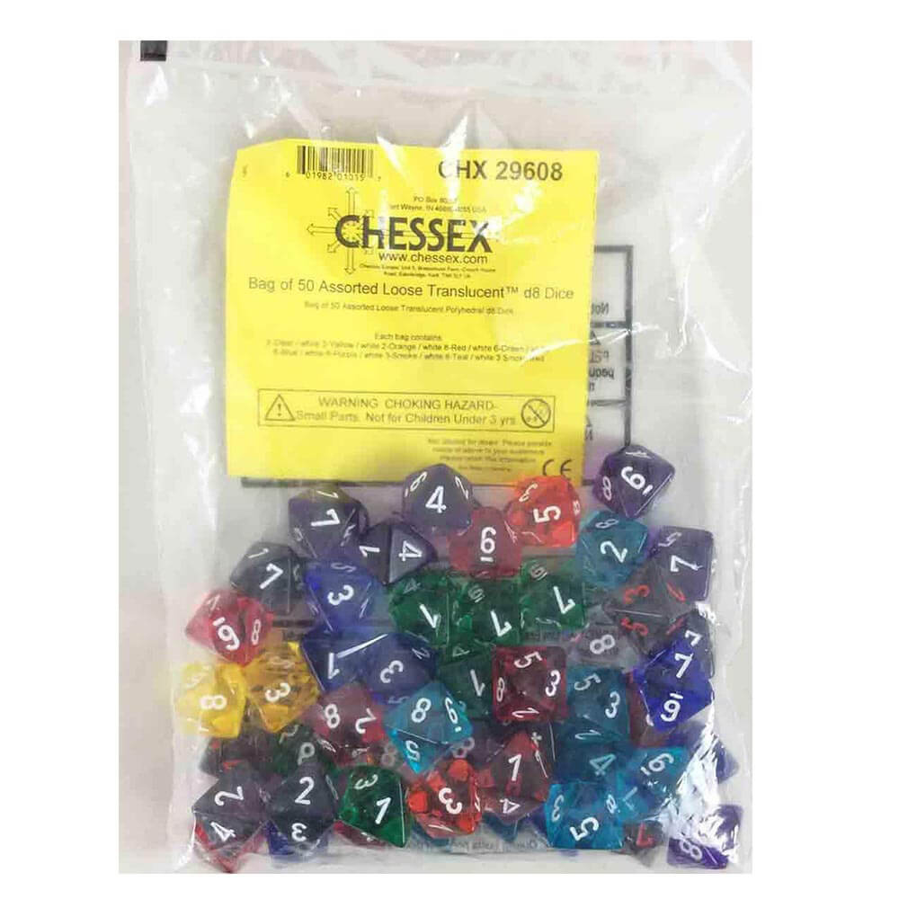 D8 Dice Assorted Loose Polyhedral (50 Dice)