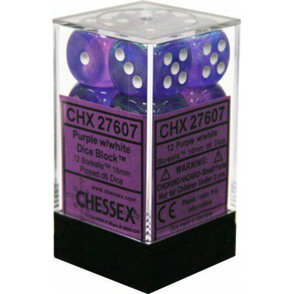 D6 Dice Borealis 16mm (12 terninger)