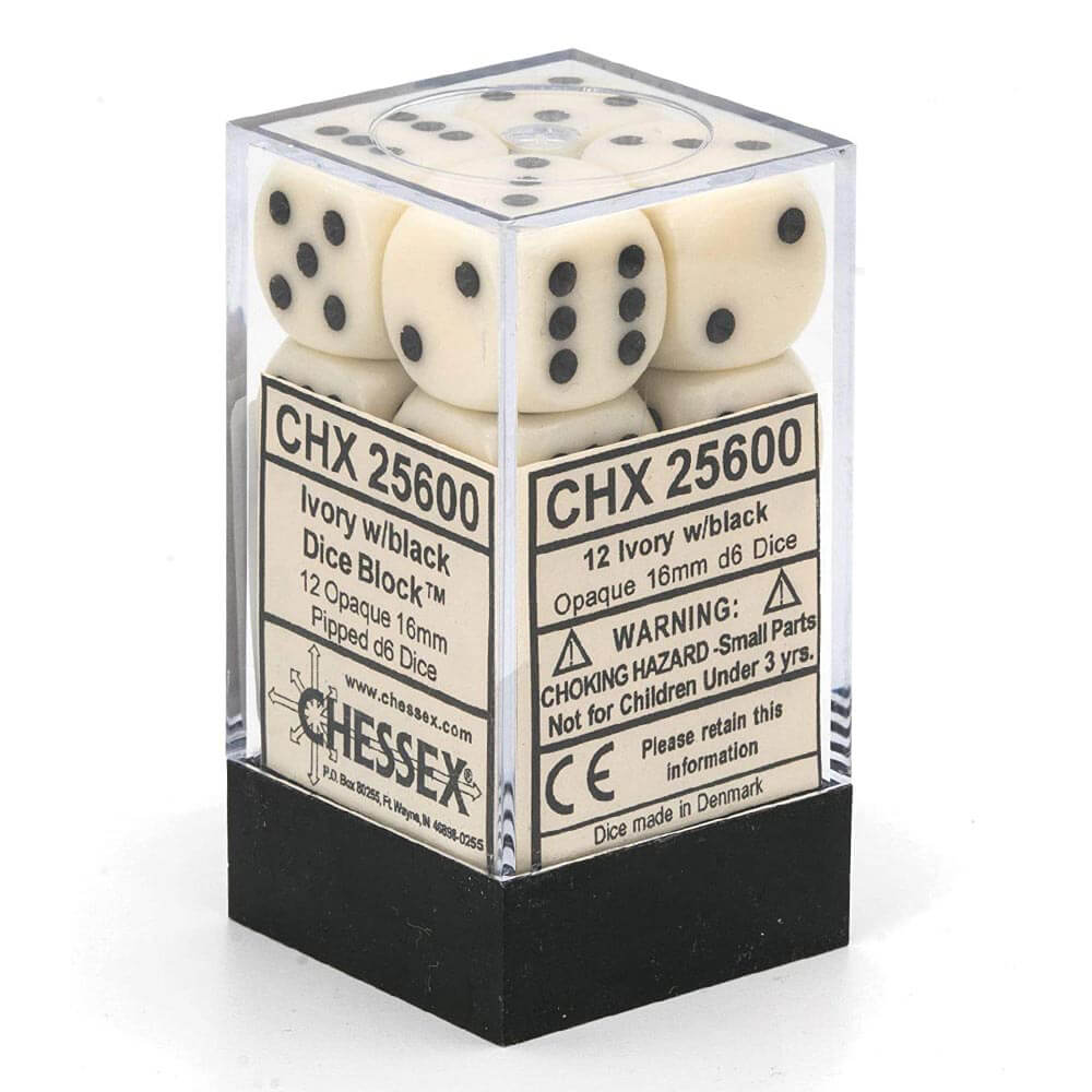 D6 Dice Opaque 16mm (12 Dice)