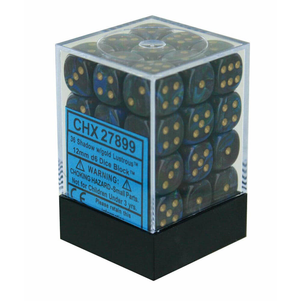 D6 DICE LUSTROS 12mm (36 dados)