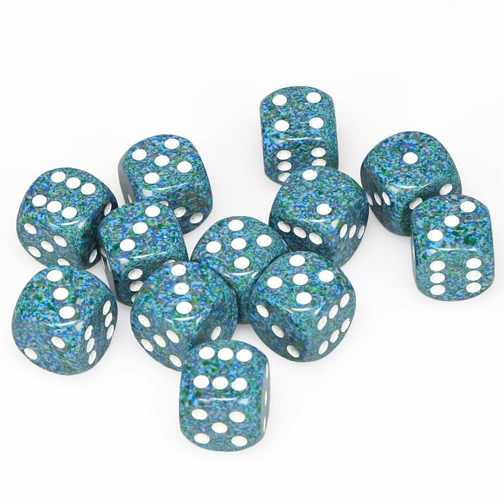 D6 DICE SPECKLADED 16mm (12 dados)