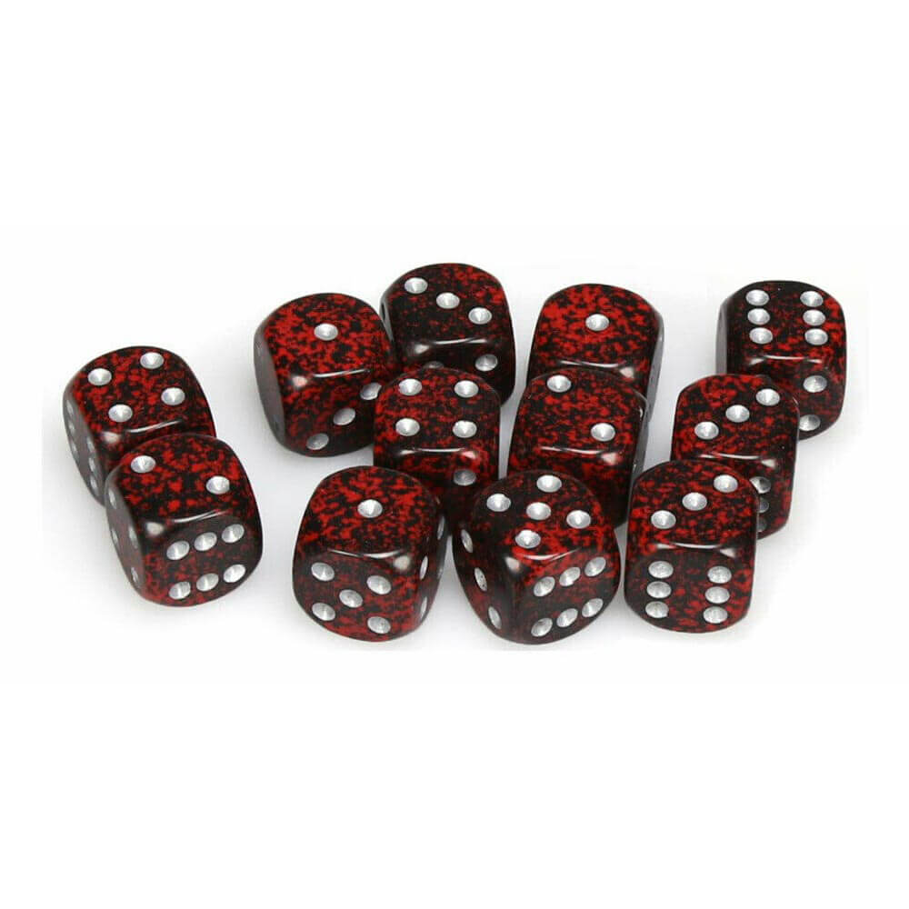 D6 Dice moucheté 16 mm (12 dés)